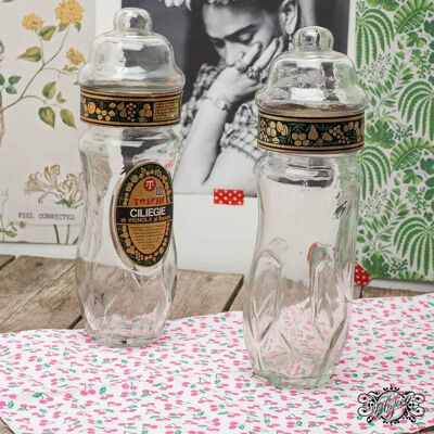 Pair of Toschi glass advertising jars