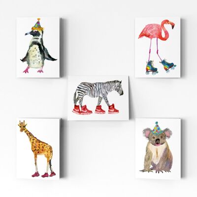 Pack de cinq cartes animaux 2