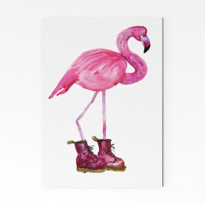 Flamant rose en bottes rouges - A2