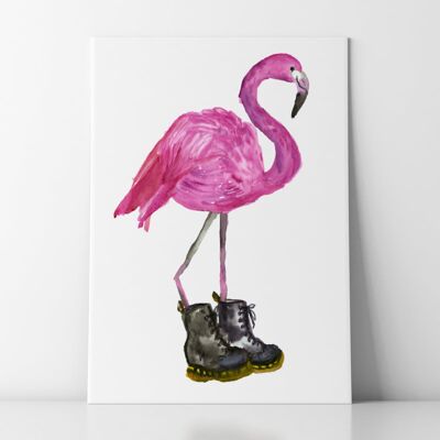 Flamingo in schwarzen Stiefeln 2 - A4