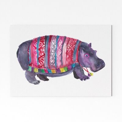 Hippo in a Poncho - A3