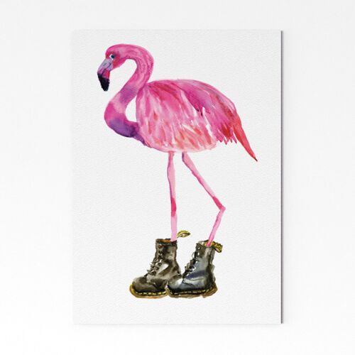 Flamingo in Black Boots - A3