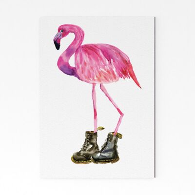 Flamingo in schwarzen Stiefeln - A3