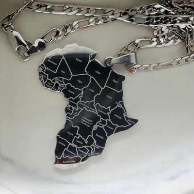 Country Names on Africa Map - Silver