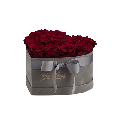 Heart Box of Flowers Velvet - Red