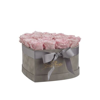 Herzbox of Flowers Samt - Rosa