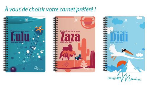 Lot de 15 carnets effaçables – Mer, Terre et Ciel - Collection de 3 personnages !