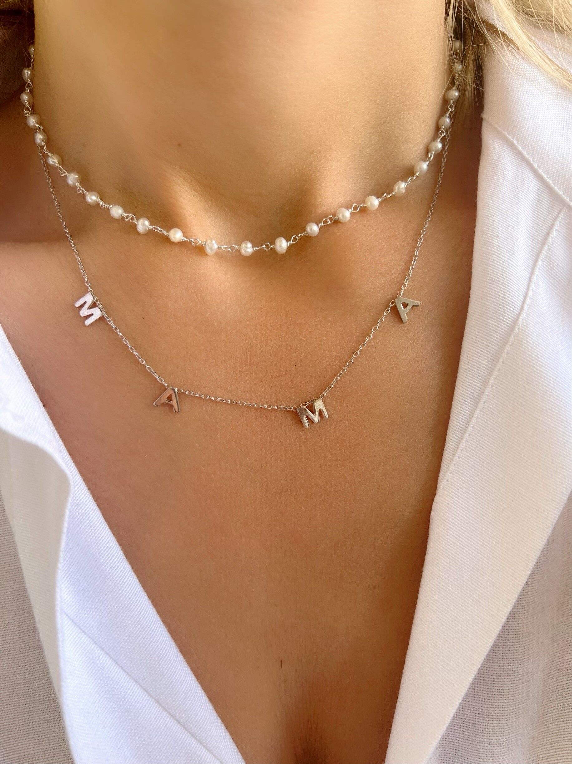 Buy Mother Gift, Mom Necklace Elegant Pearl With Different Sizes in Sterling  Silver, Birthday Gift, Party Necklace, Wedding Jewelry Wear Online in India  - Etsy