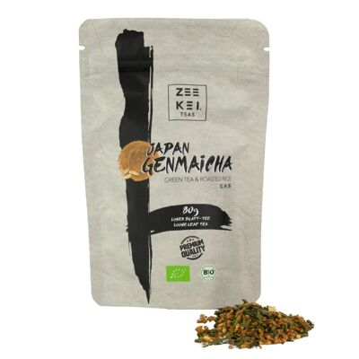 Tè verde biologico Genmaicha Premium con riso tostato (80g)