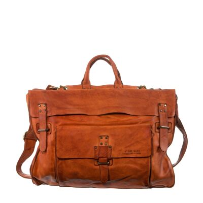Stamp unisex briefcase in leather convertible into a backpack - Leather