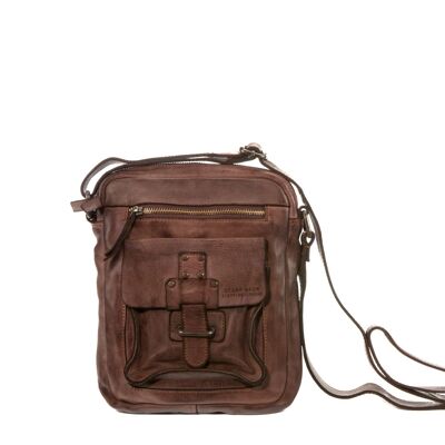 Borsa a tracolla da uomo Stamp in pelle marrone scuro ST107