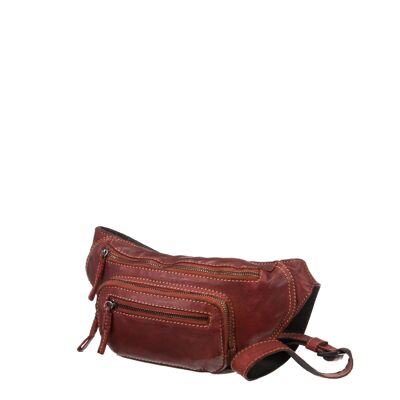 Stamp unisex belt bag in lebanon-colored leather