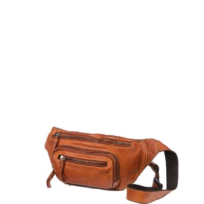 Stamp unisex fanny pack in tan leather