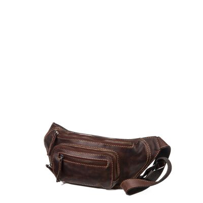 Stamp unisex fanny pack in brown leather
