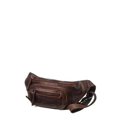 Stamp unisex fanny pack in brown leather