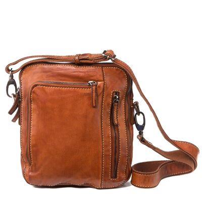Stamp men's crossbody bag in tan leather - Small Leather I