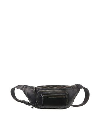 Sac ceinture Stamp unisexe en cuir noir 4