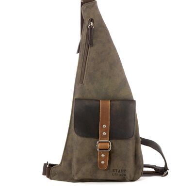 STAMP ST4729 crossbody backpack, men, canvas, khaki