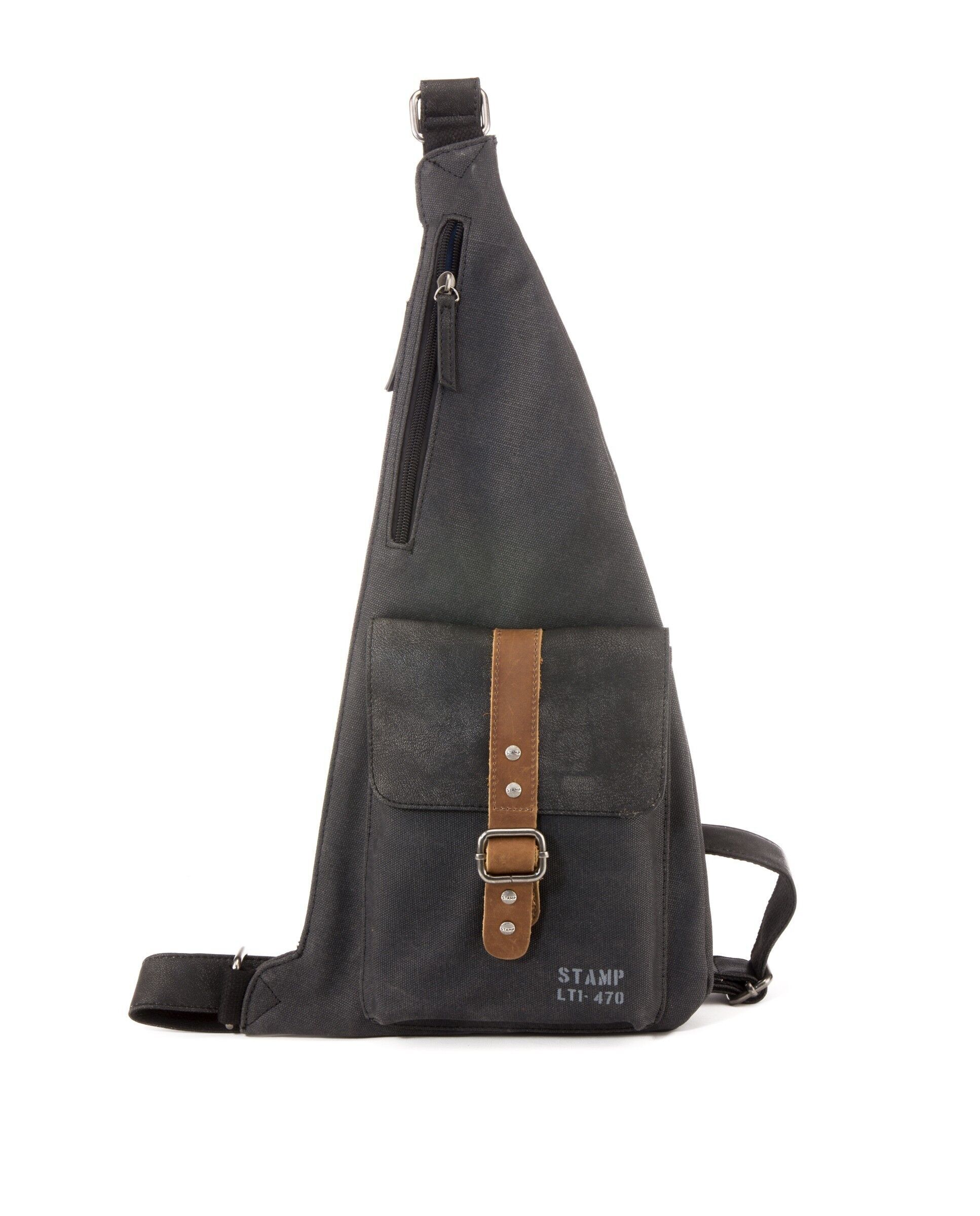 STAMP ST4729 crossbody backpack, men, canvas, black