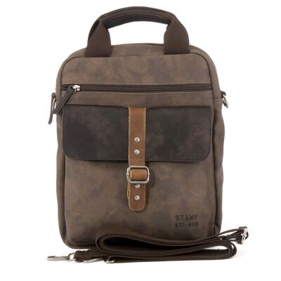 STAMP ST4730 shoulder bag, men, canvas, dark brown