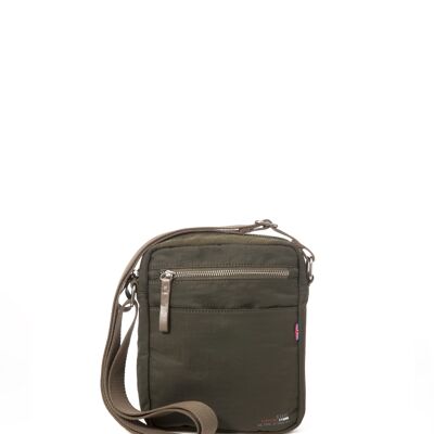 Stamp men's crossbody bag in khaki washed nylon - Khaki