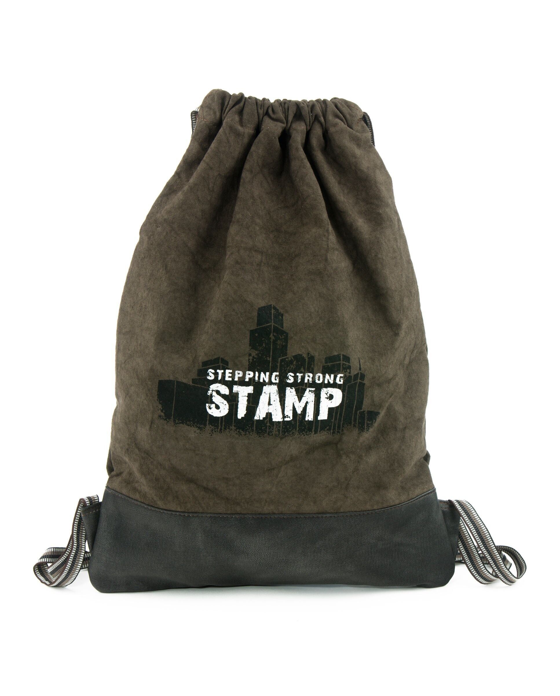 Zaino Stamp unisex in tela marrone - Marron L tasca posteriore