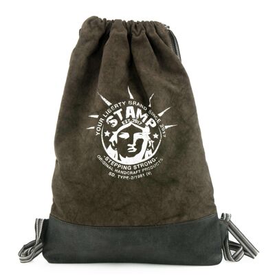 Stamp unisex brown canvas backpack - Marron L adjustable straps