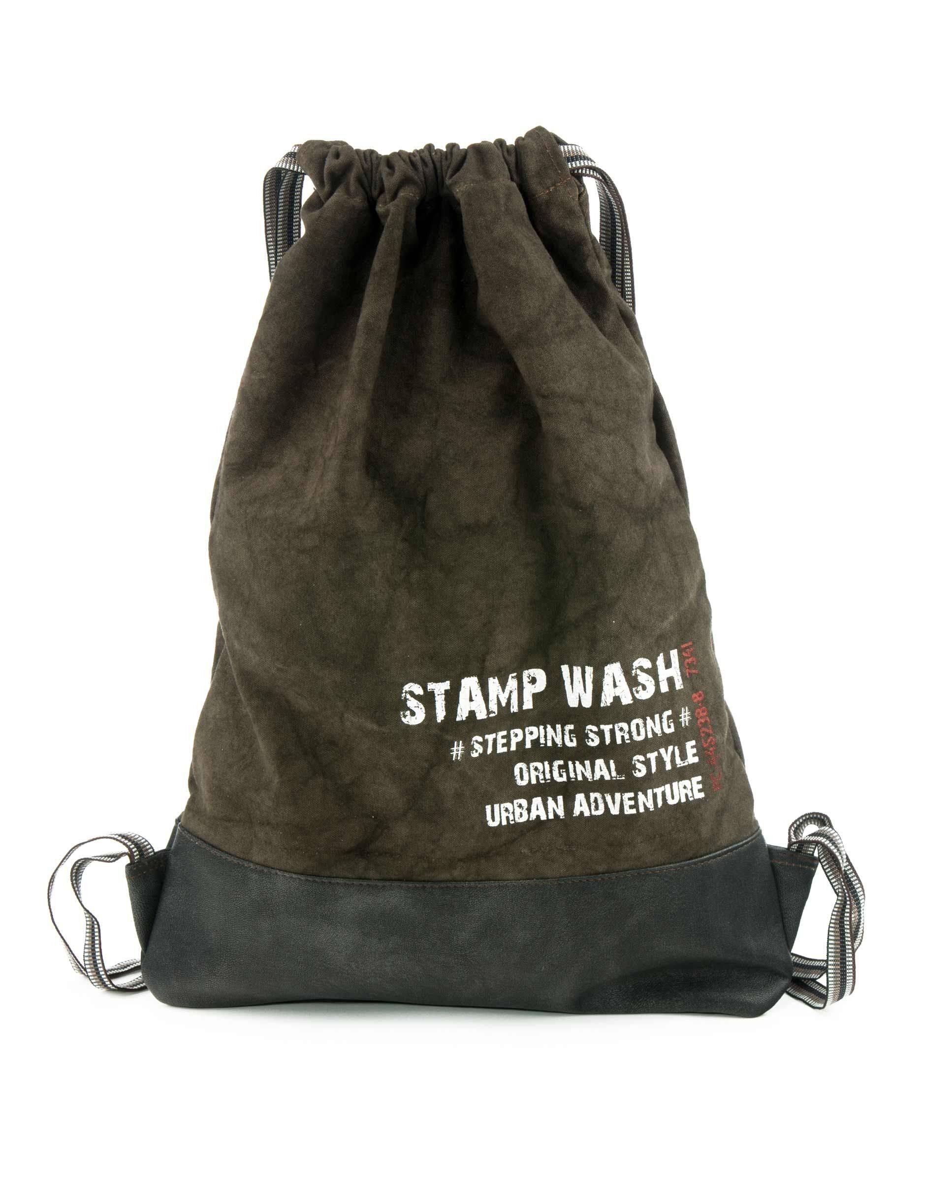 Zaino unisex con timbri in tela marrone - Marron L