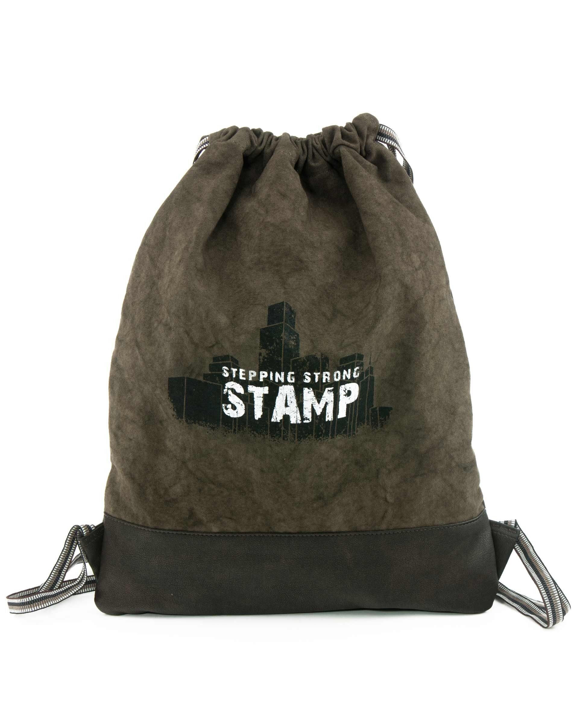 Zaino Stamp unisex in tela marrone - Tasca posteriore Marron M