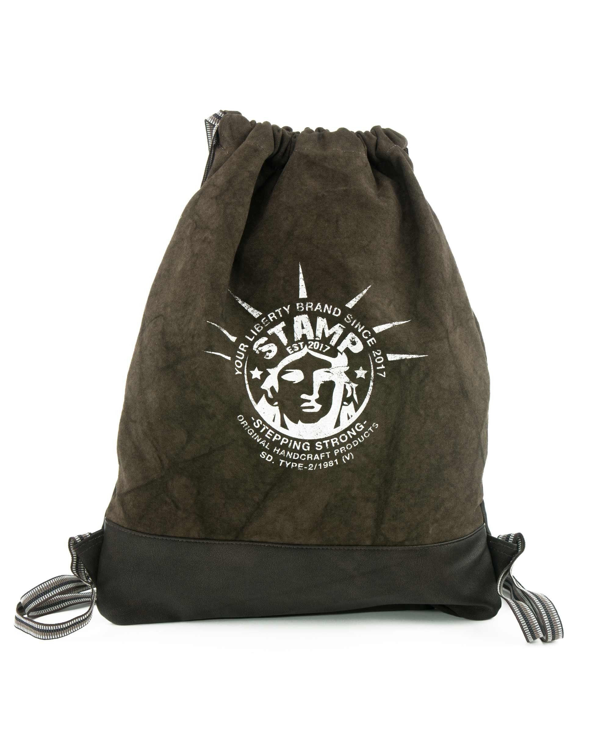 Zaino Stamp unisex in tela marrone - Manici regolabili Marron M