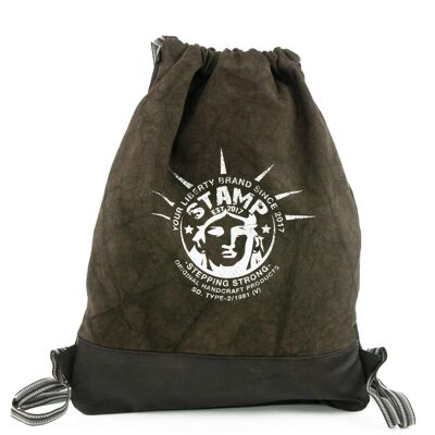 Stamp unisex brown canvas backpack - Marron M adjustable handles