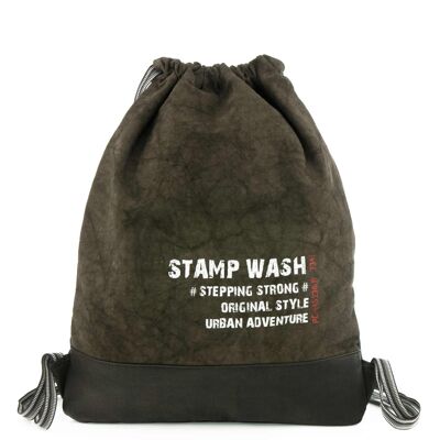 Stamp unisex brown canvas backpack - Marron M