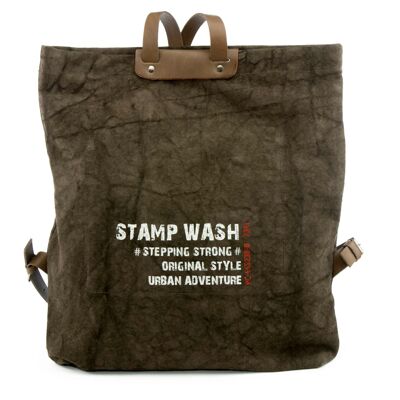 Stamp Unisex Brown Canvas Anti-theft Backpack - Marron S