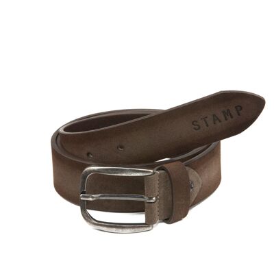 Stamp men's taupe leather belt - Taupe
