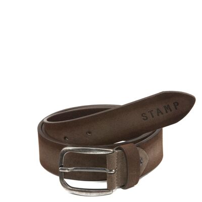 Stamp men's taupe leather belt - Taupe