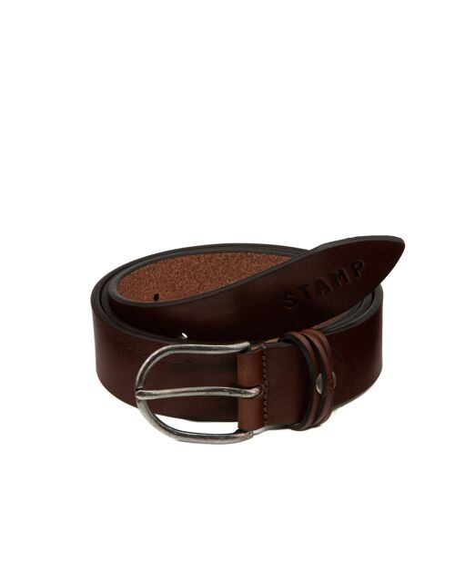 Cinturón STAMP ST21804, hombre, piel, color marrón oscuro