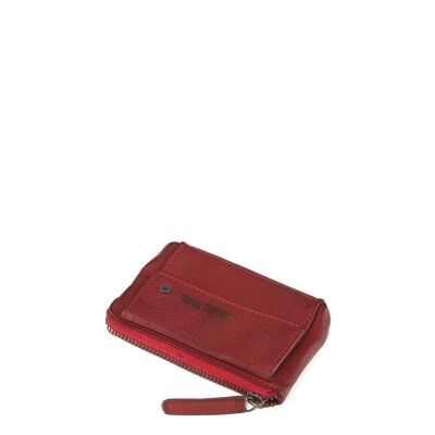 STAMP ST40 wallet, men, washed leather, red