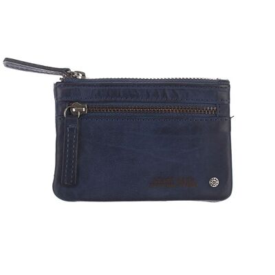 Stamp men's purse in blue leather - Blue front pocket