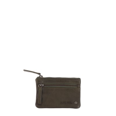 STAMP ST42 wallet, men, washed leather, khaki green