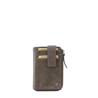 Stamp men's dark brown leather wallet with card holder - Marron
