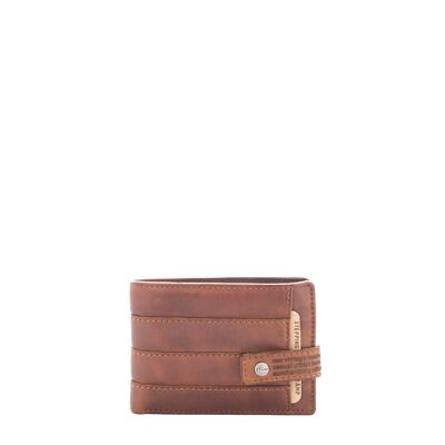 Stamp men's wallet in tan leather - American wallet leather