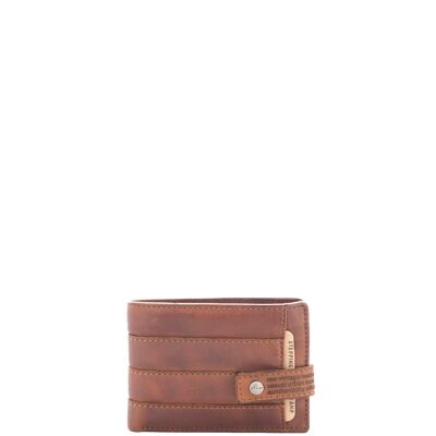 Stamp men's wallet in tan leather - American wallet leather