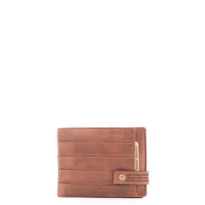 Stamp men's wallet in tan leather - American wallet leather 10 cards