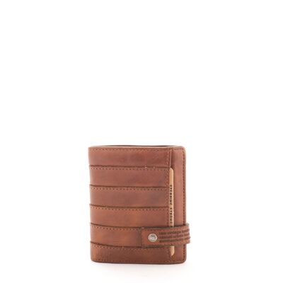 Stamp men's wallet in tan leather - American wallet leather 11 cards
