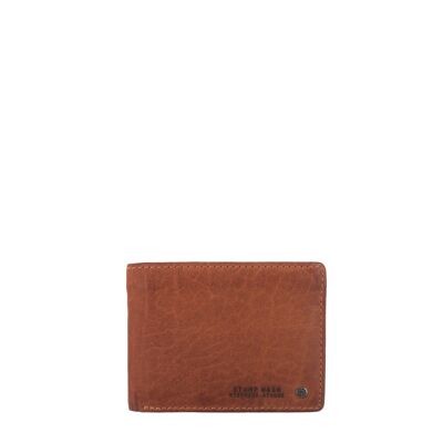 Cartera STAMP ST416, hombre, piel lavada, color cuero