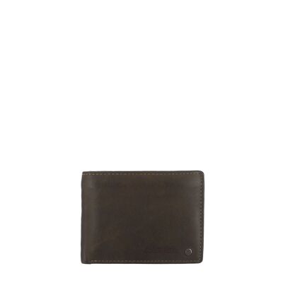 STAMP ST416 wallet, men, washed leather, khaki green