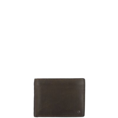STAMP ST416 wallet, men, washed leather, khaki green