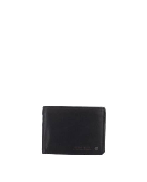 Cartera STAMP ST416, hombre, piel lavada, color negro