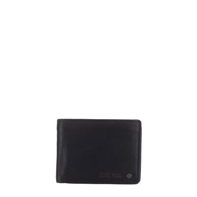 Cartera STAMP ST416, hombre, piel lavada, color negro