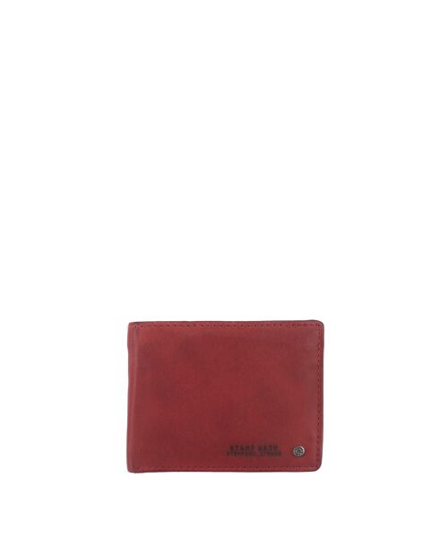 Cartera STAMP ST416, hombre, piel lavada, color rojo